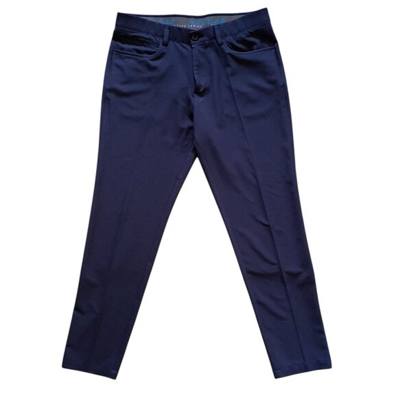Haggar Cool Right Performance Flex Pants Men's 34x32 Blue Classic Fit Stretch - Picture 2 of 11